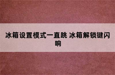 冰箱设置模式一直跳 冰箱解锁键闪响